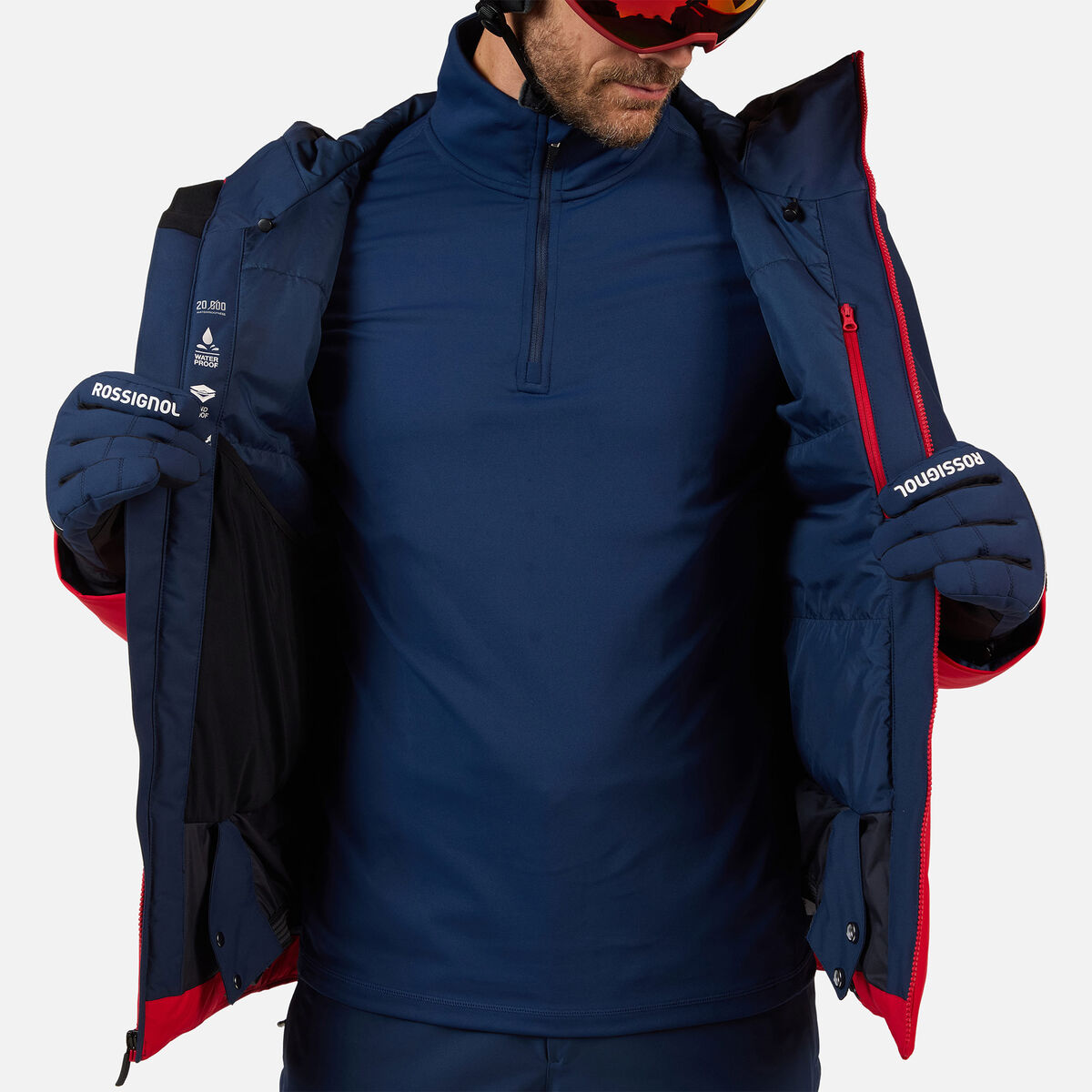 Men's Rochrun Insulated Back-Logo Ski Jacket Sports Red