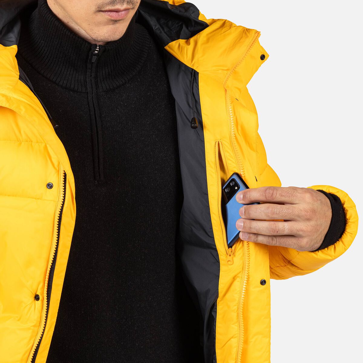 Men's Aretu Down Hoodie Saffron Ylw