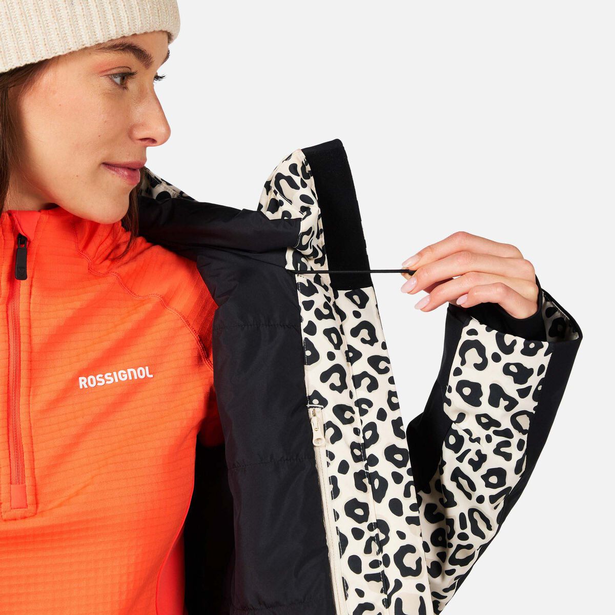 Women's Rochrun Allover Print Ski Jacket Nature Wild Leopard Print