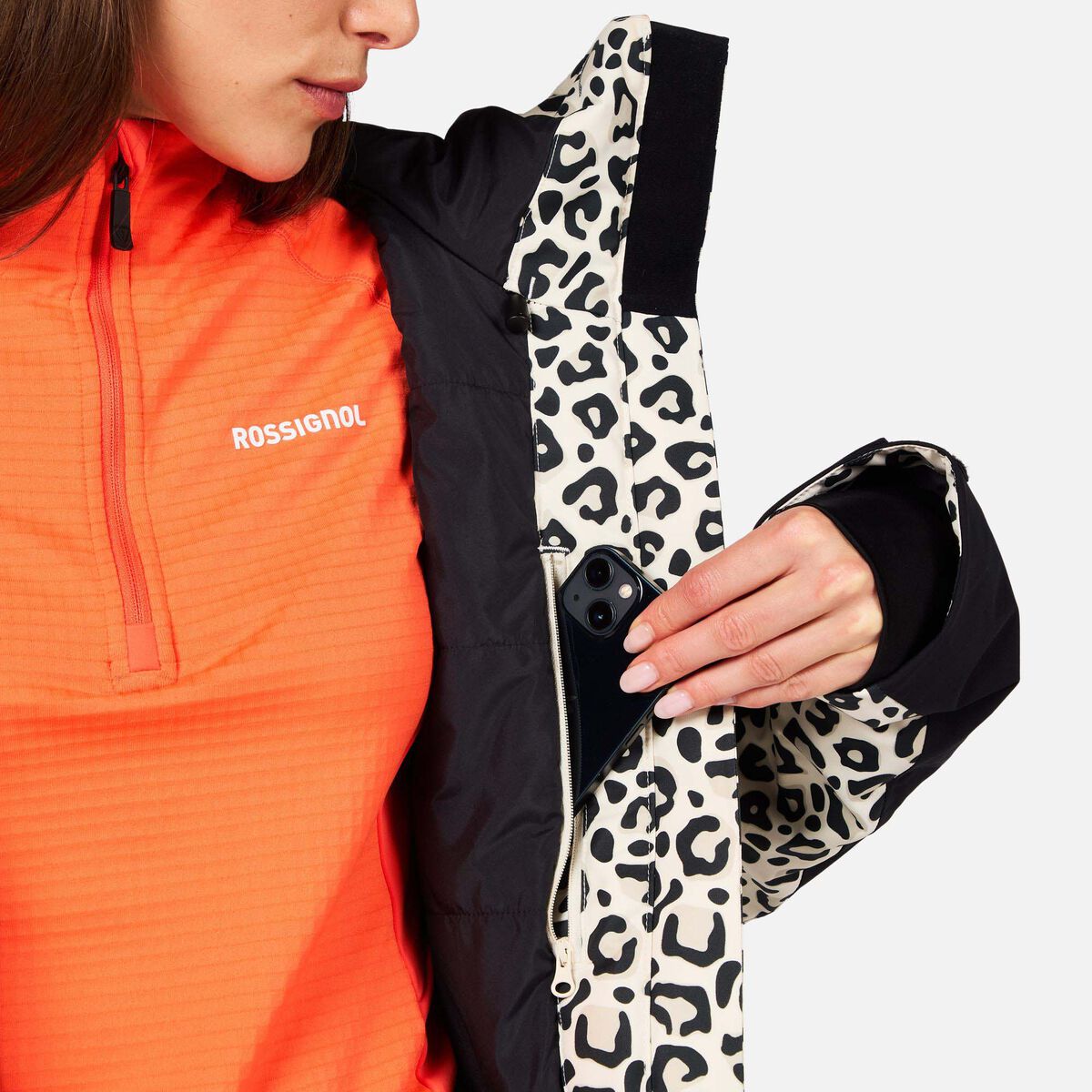 Women's Rochrun Allover Print Ski Jacket Nature Wild Leopard Print