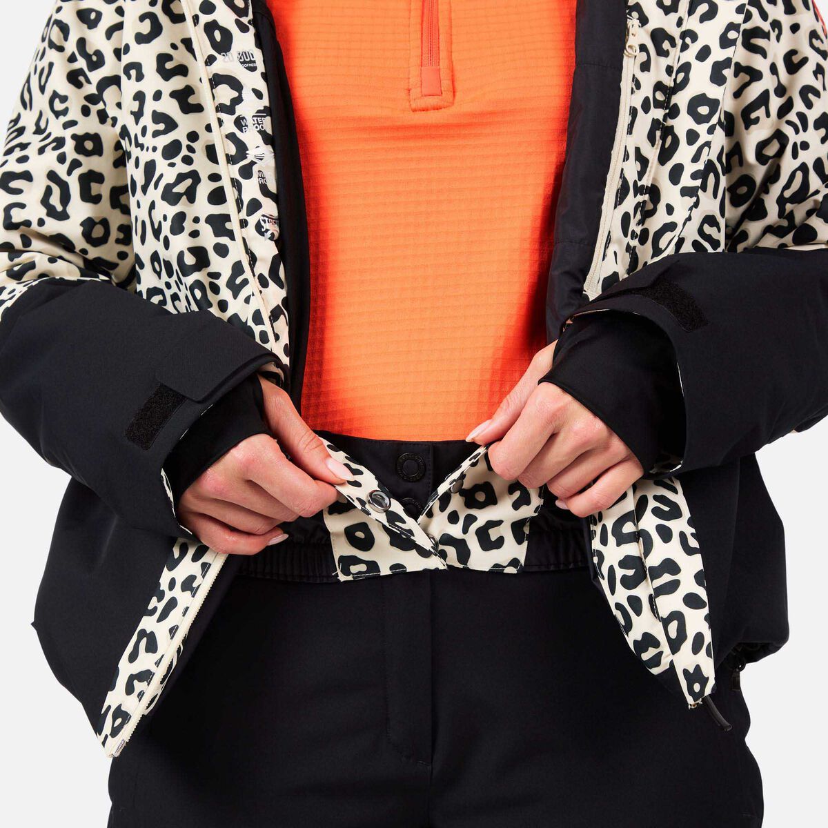 Women's Rochrun Allover Print Ski Jacket Nature Wild Leopard Print