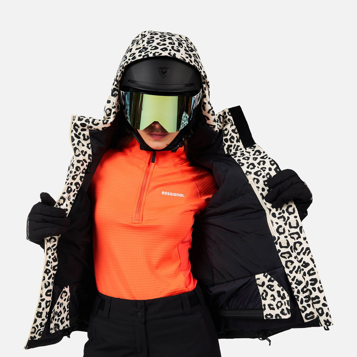 Women's Rochrun Allover Print Ski Jacket Nature Wild Leopard Print