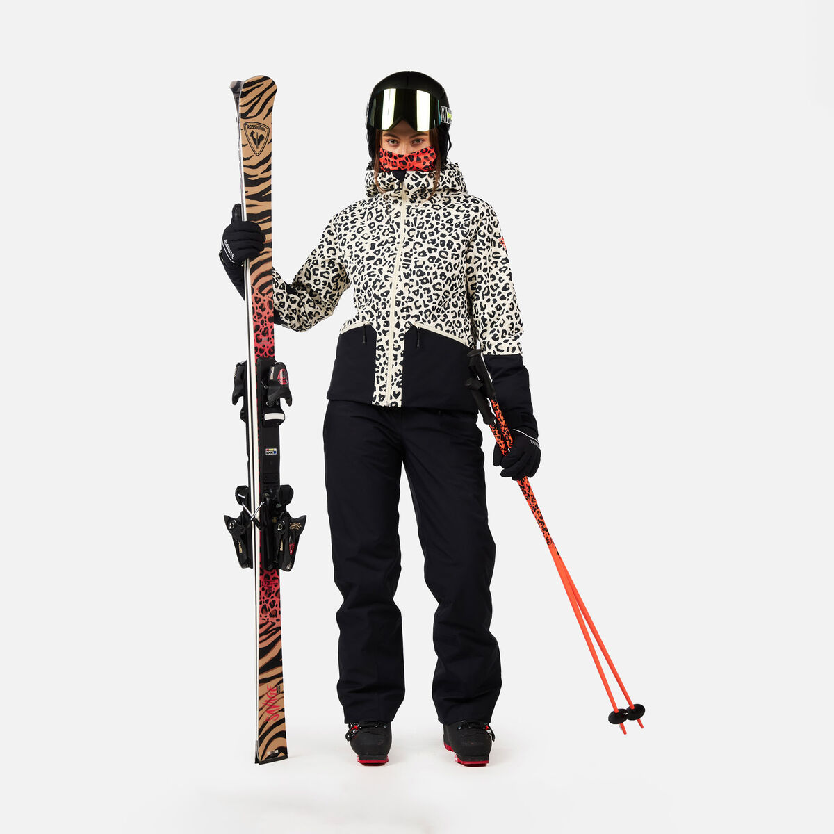 Women's Rochrun Allover Print Ski Jacket Nature Wild Leopard Print