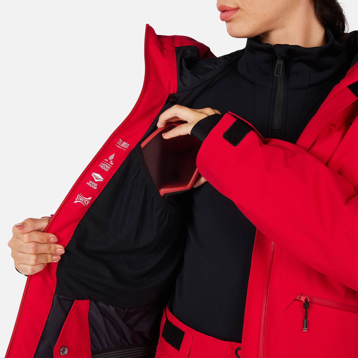 Women's Rochrun Insulated Back-Logo Ski Jacket Ruby Red