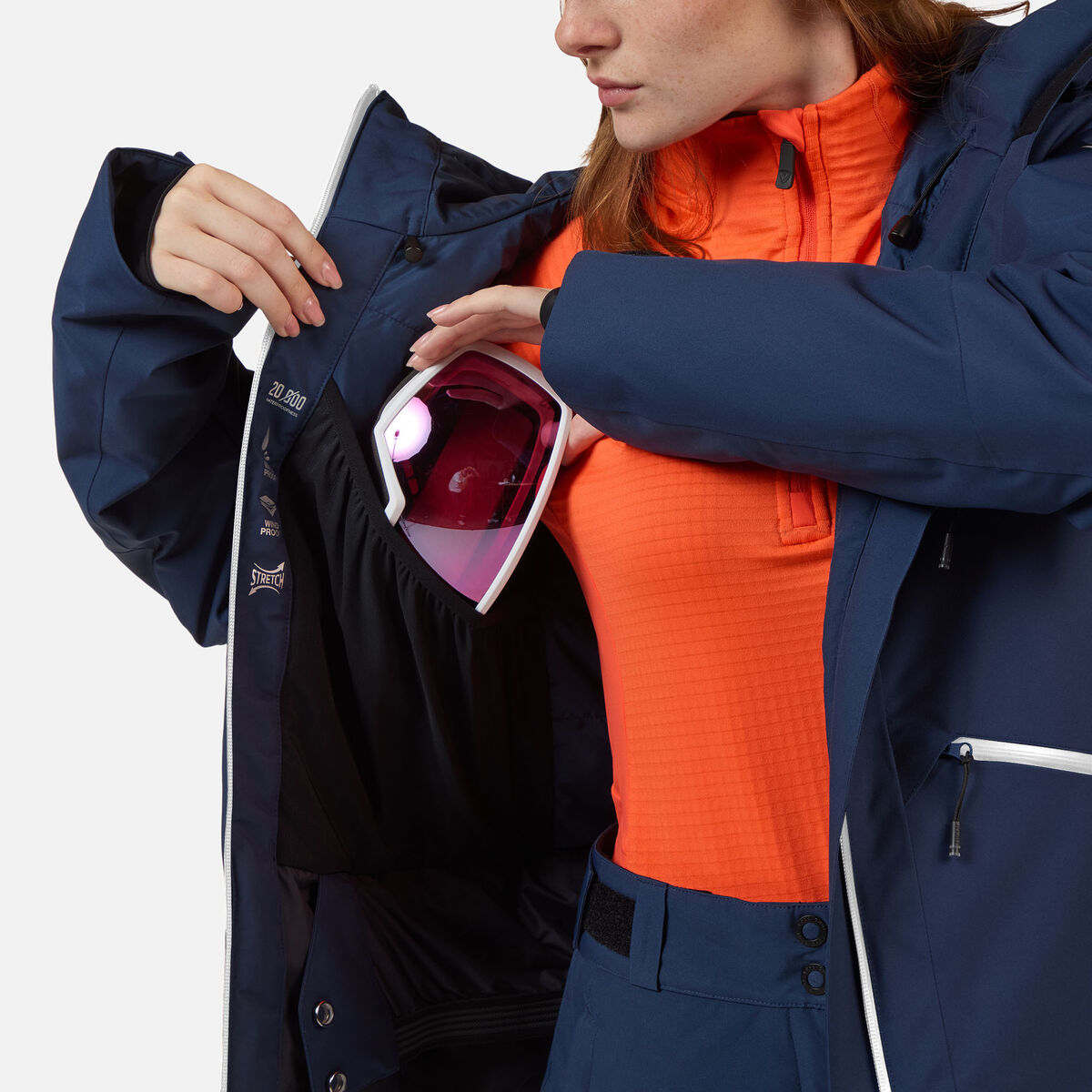 Women's Rochrun Insulated Back-Logo Ski Jacket Dark Navy