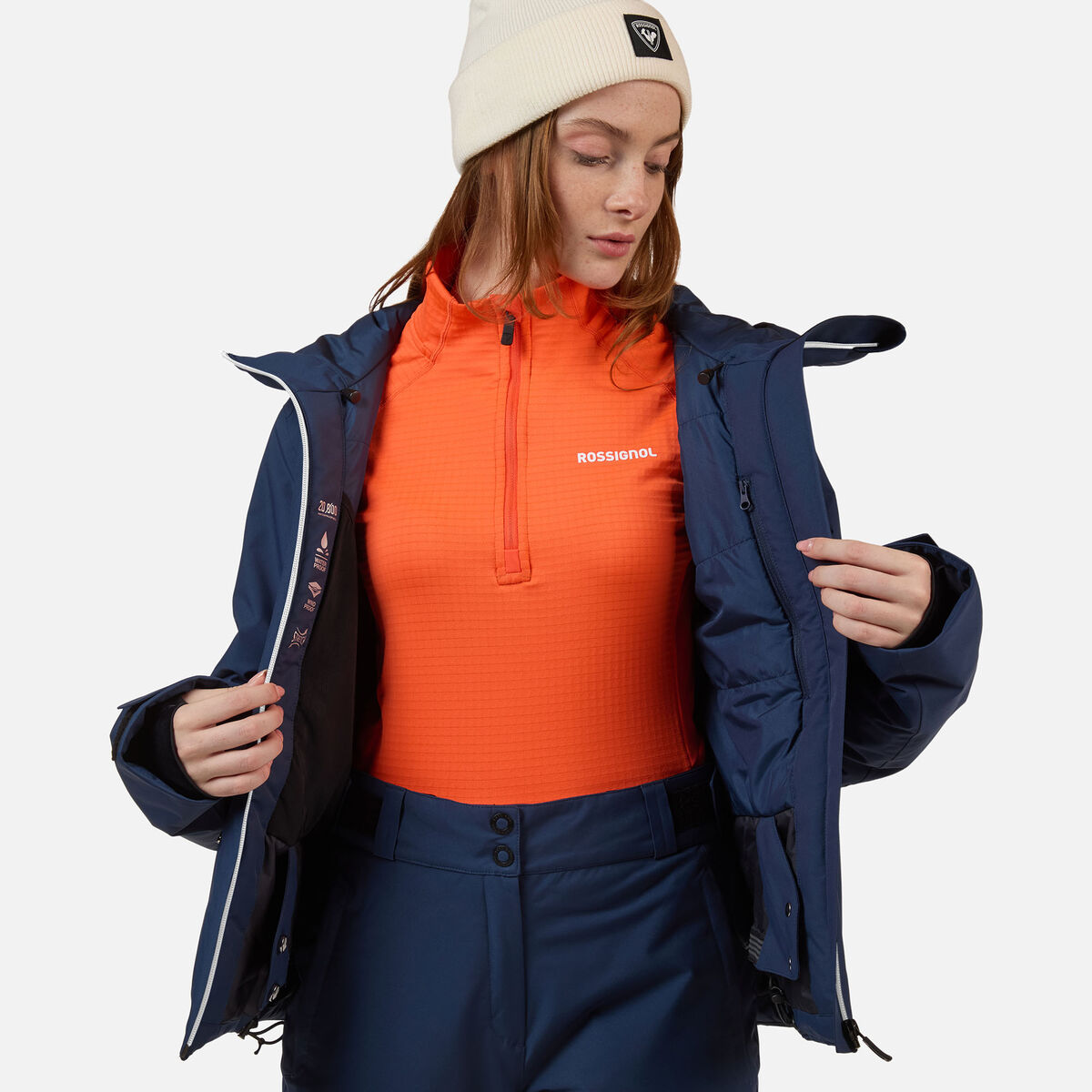 Women's Rochrun Insulated Back-Logo Ski Jacket Dark Navy
