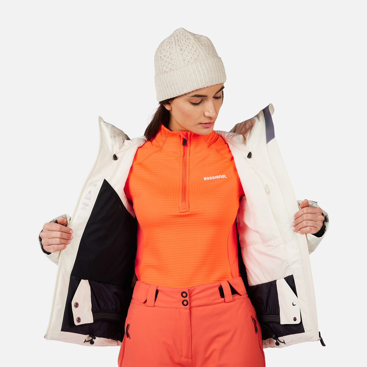 Women's Rochrun Insulated Back-Logo Ski Jacket Nature White