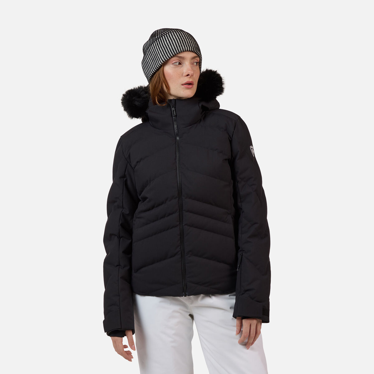 Women's Staci Insulated Ski Jacket with Faux Fur Black