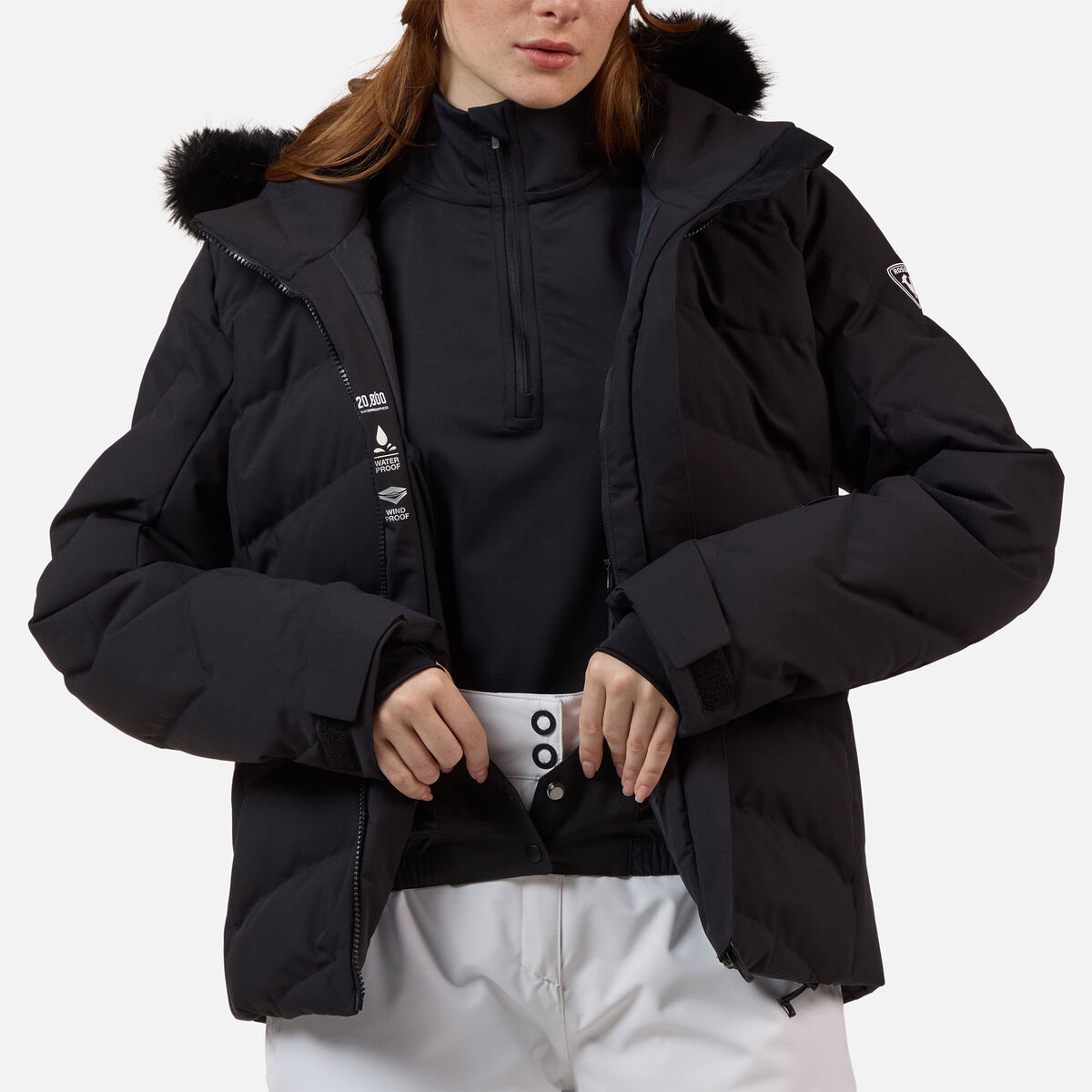 Women's Staci Insulated Ski Jacket with Faux Fur Black