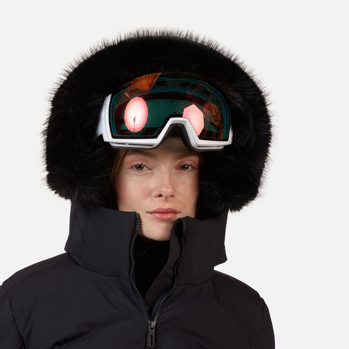 Women's Staci Insulated Ski Jacket with Faux Fur Black