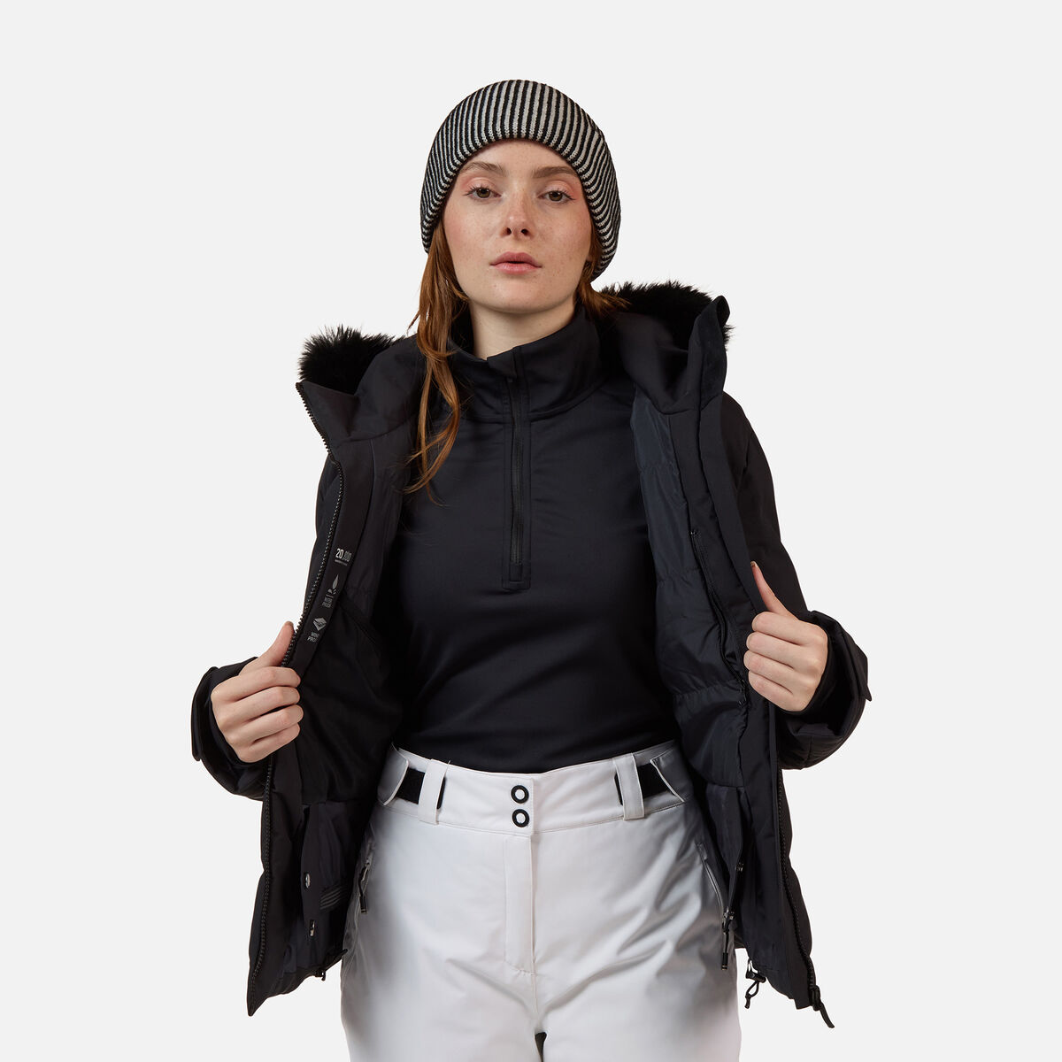Women's Staci Insulated Ski Jacket with Faux Fur Black