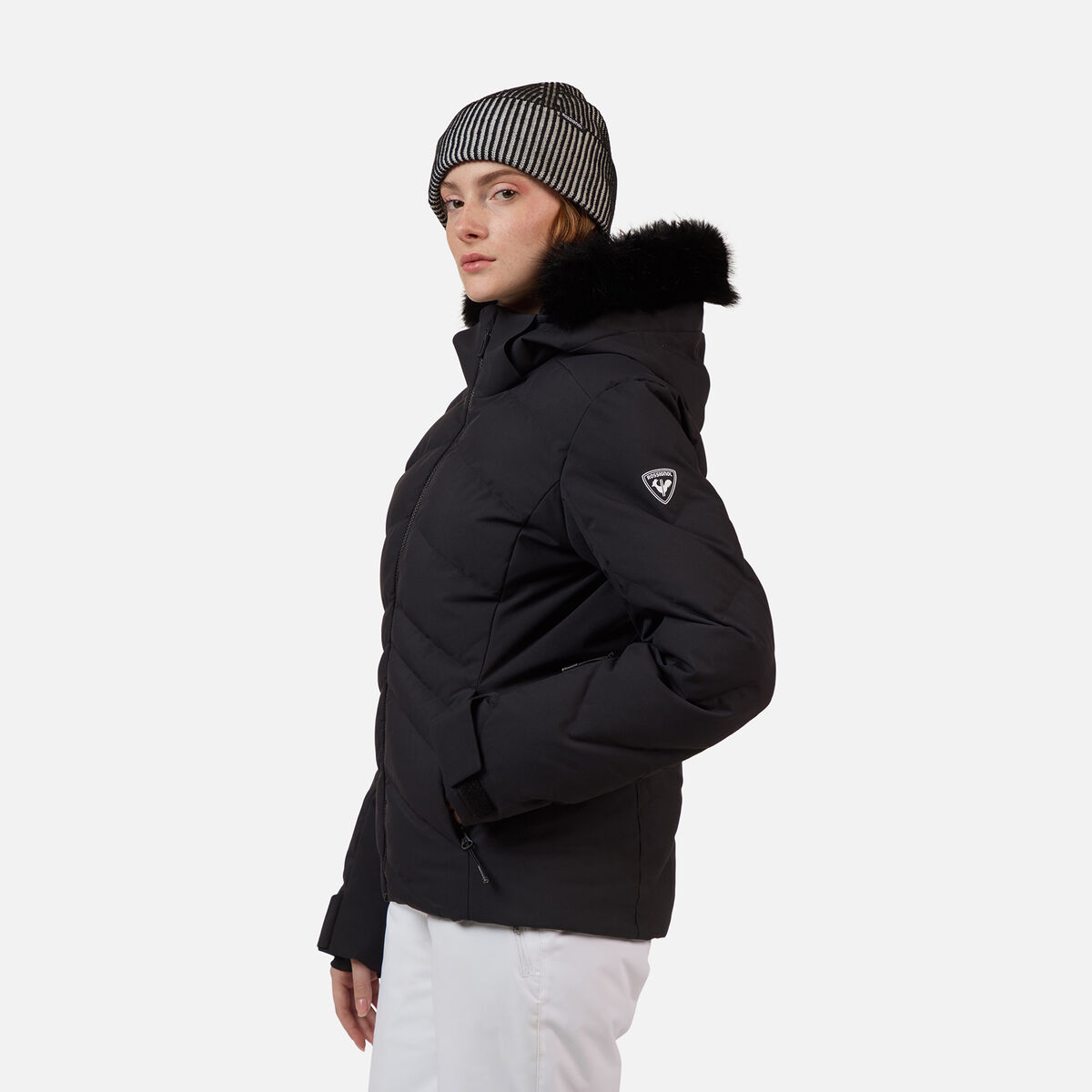 Women's Staci Insulated Ski Jacket with Faux Fur Black