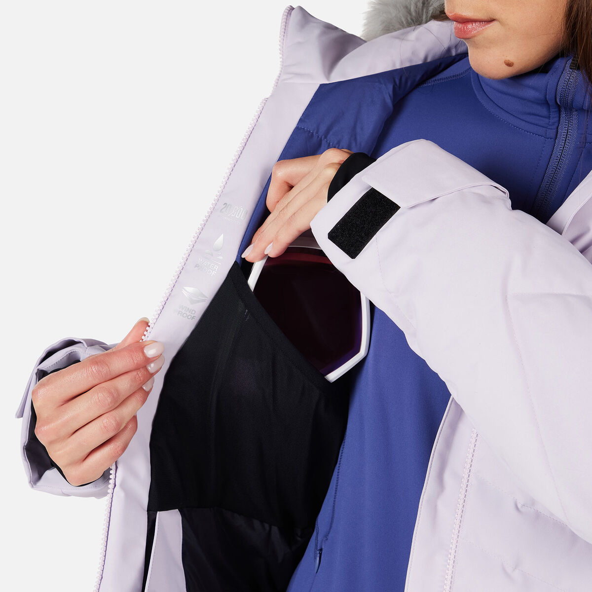 Women's Staci Insulated Ski Jacket with Faux Fur Galactic Lilac