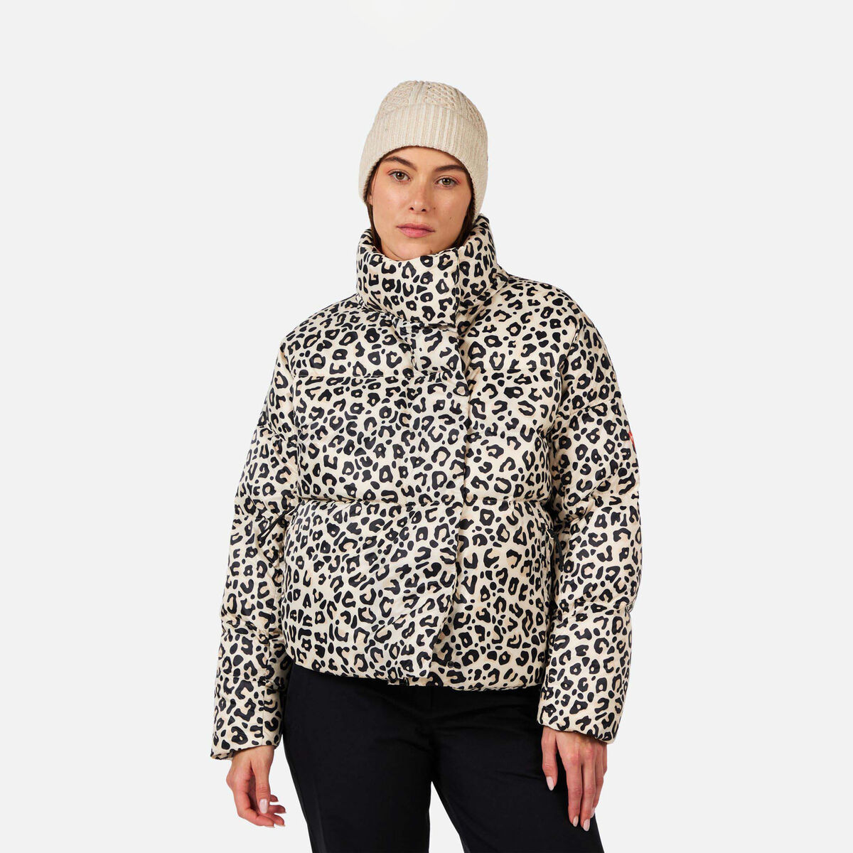 Women's Rossignol Aretu Allover Print Down Jacket Nature Wild Leopard Print