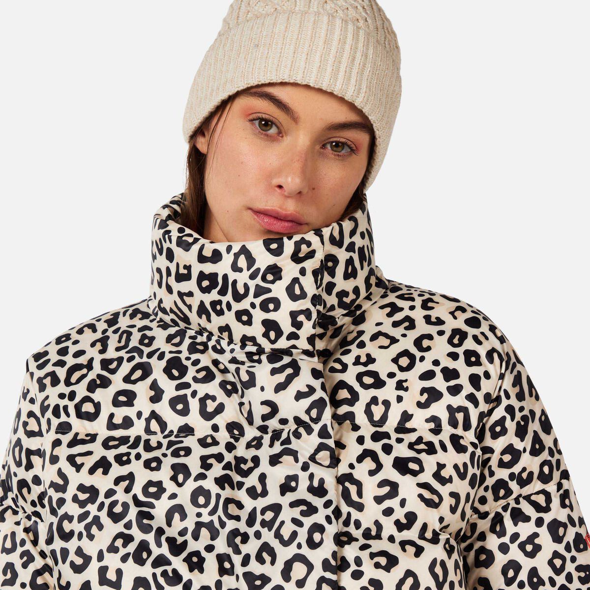 Women's Rossignol Aretu Allover Print Down Jacket Nature Wild Leopard Print