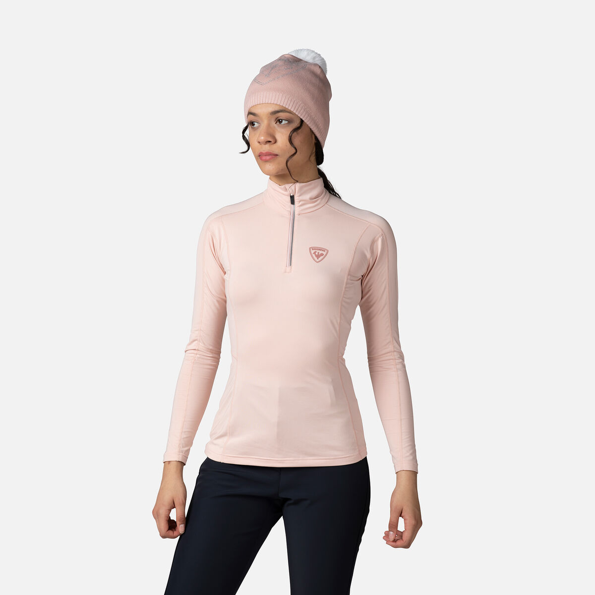 Women's Classique Half-Zip Baselayer Top Powder Pink