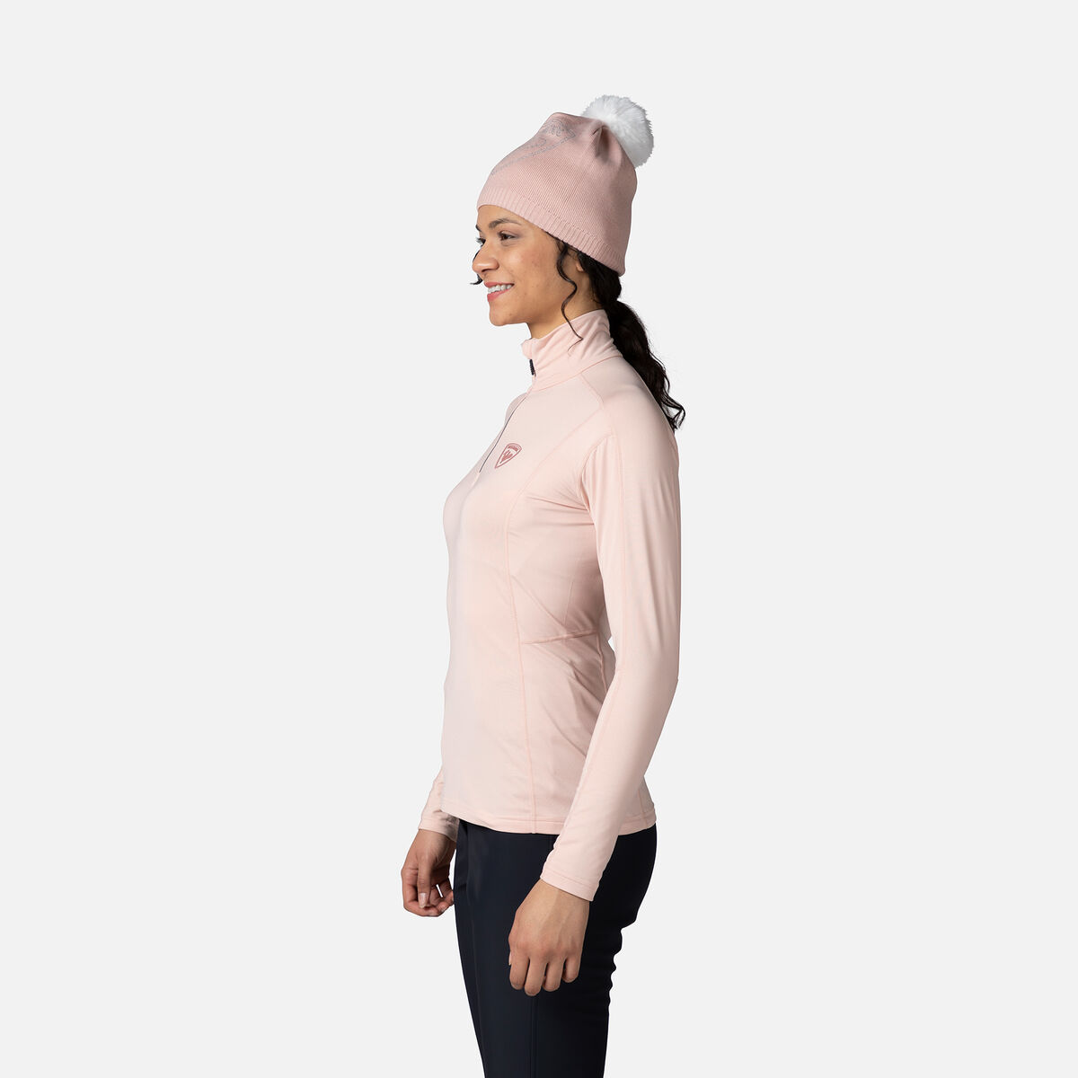 Women's Classique Half-Zip Baselayer Top Powder Pink