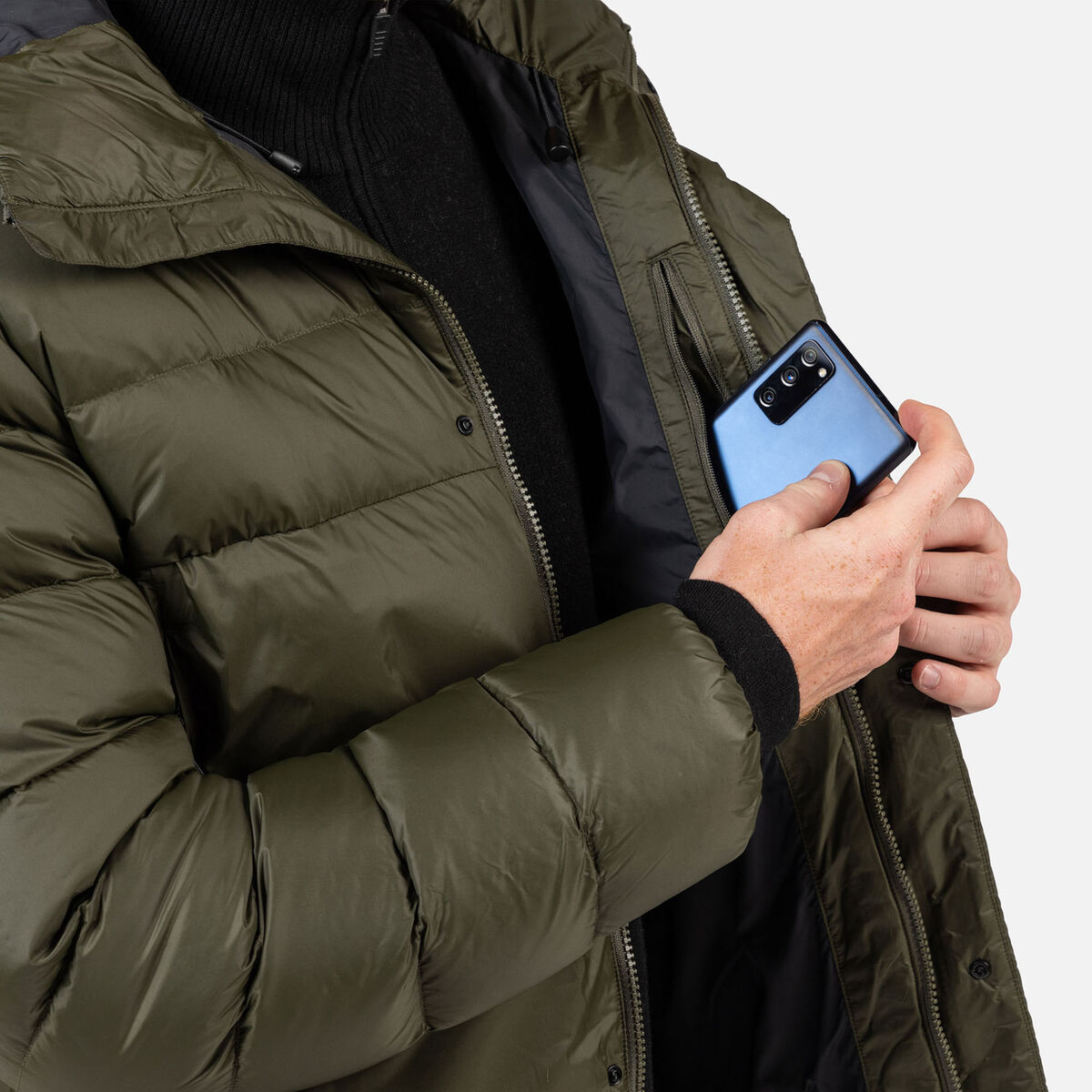 Men's Aretu Down Hoodie Olive Shadow